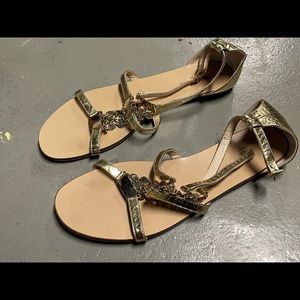 Jimmy Choo diamond-embossed metallic leather sandal